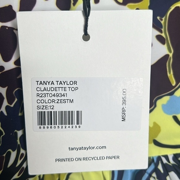 Tanya Taylor Claudette Tie-Shoulder Ruffle Peplum Tank Top in Zest NWT! - Picture 9 of 14